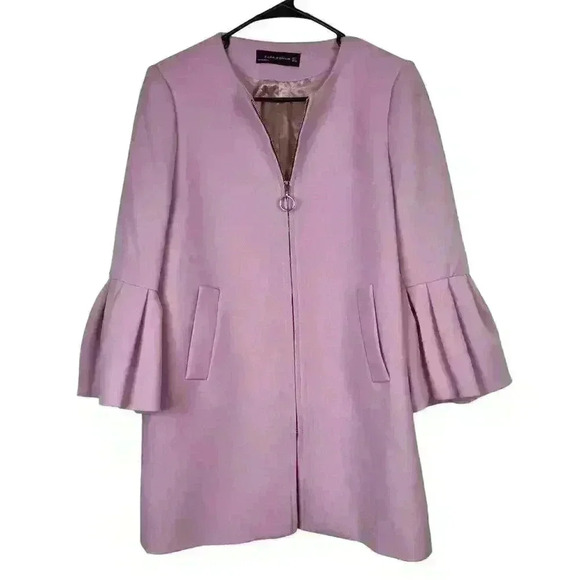 Zara Pink Bell Sleeve Zipper Jacket Size Small - Picture 2 of 10